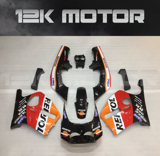 Aftermarket fairing kit for HONDA CBR250RR motorcycle, featuring a Repsol design in red, black, and white colors.
