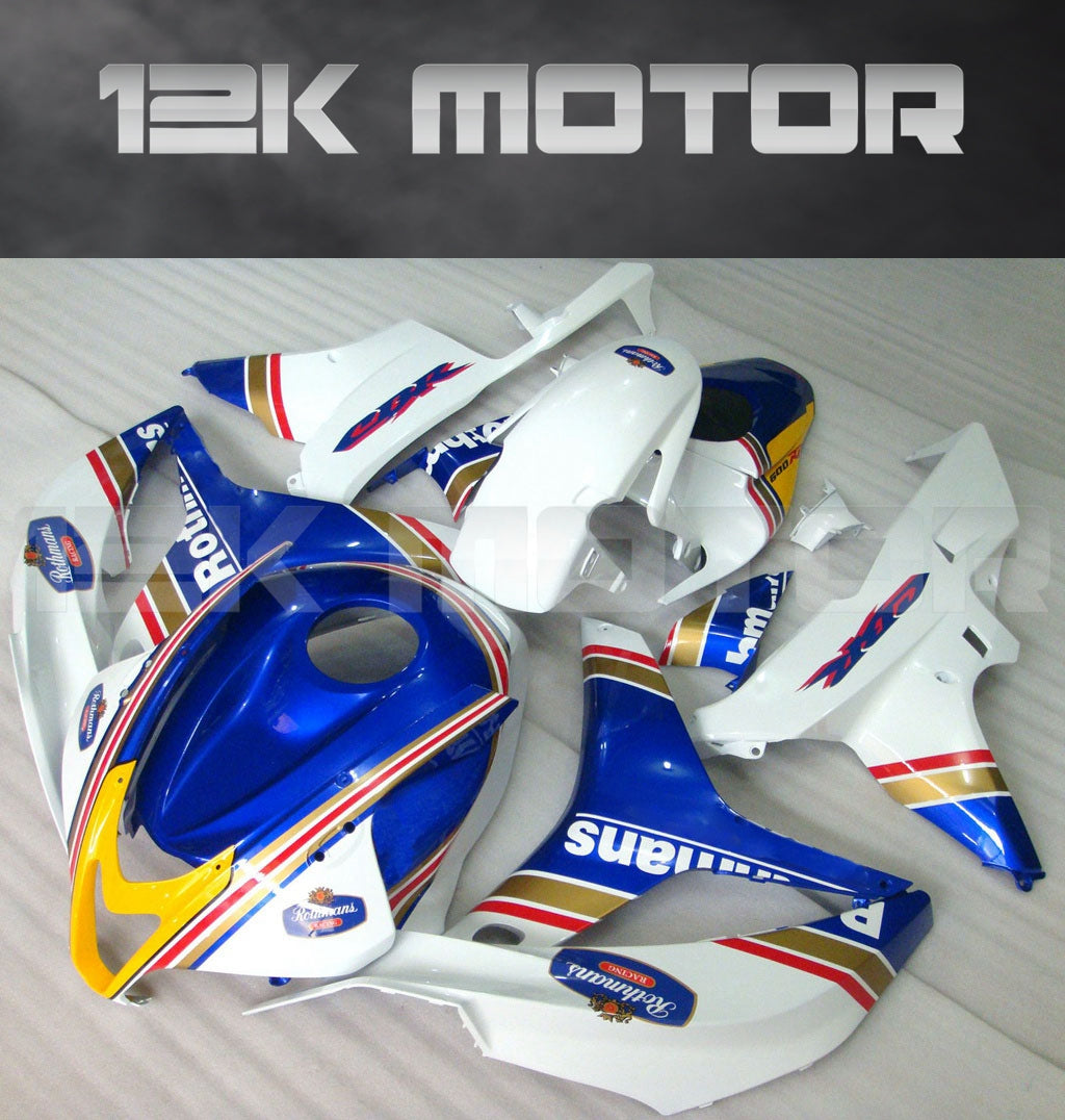 A set of aftermarket fairing kits for HONDA CBR600RR 2007 2008, including various panels and a windscreen, displayed on a flat surface.