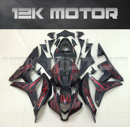 Matt Black Trim Fairing kits for HONDA CBR600RR Fairings featuring a full set of fairing panels in black with red accents, including a windscreen and heat shield.