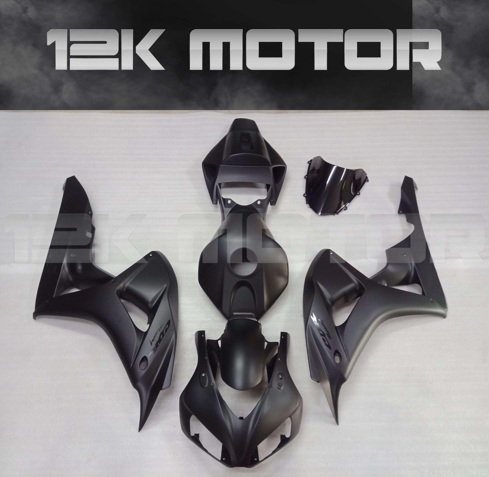 Set of matte black motorcycle fairings for HONDA CBR1000RR, displayed without being installed on the bike.