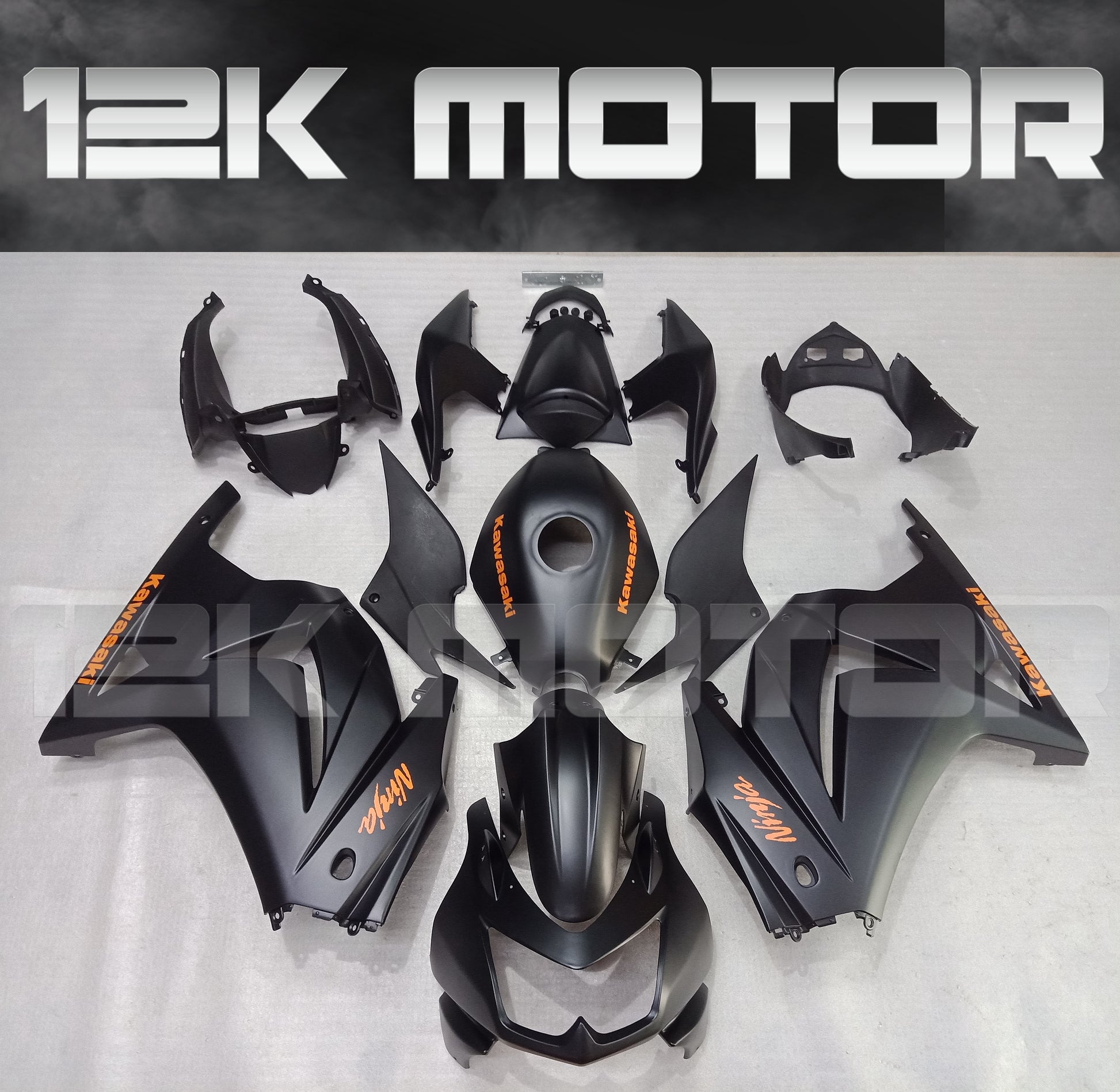 Matt Black with Orange Design Fairing Kit for Kawasaki Ninja 250 EX250 2008 2009 2010 2011 2012