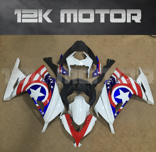 Ninja 300 Fairings America theme Fairing Kit For Kawasaki Ninja 300 fairing 2013-2017