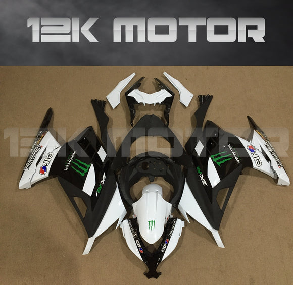 Ninja 300 Fairings Black White Monster For Kawasaki Ninja 300 fairing 2013-2017