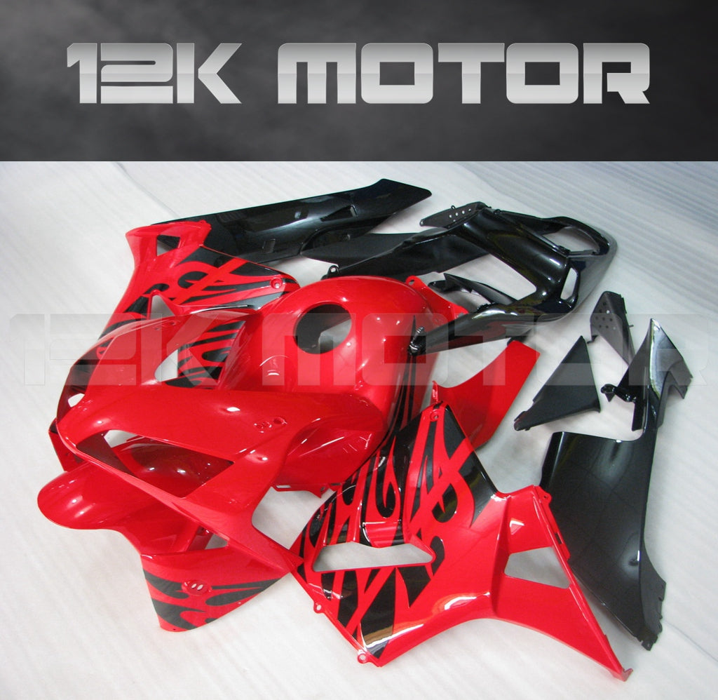 Aftermarket fairing kit for HONDA CBR600RR, consisting of various motorcycle fairing panels in red and black colors, with the 12K Motor logo at the top.