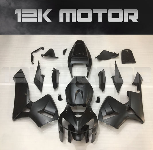 Aftermarket fairing kit for HONDA CBR600RR 2005 2006 in silver dark grey color laid out on a white surface, including various fairing panels and accessories.