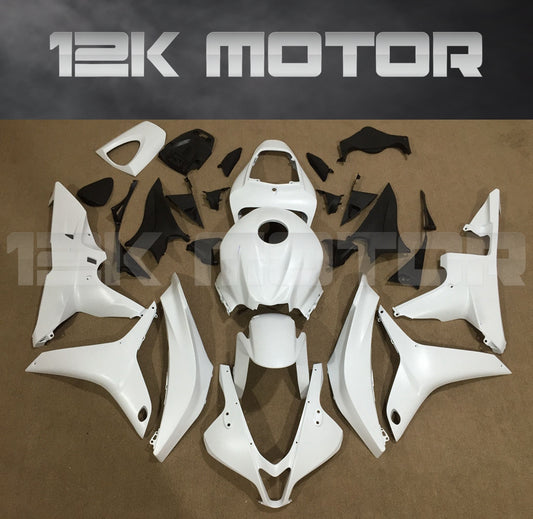 A set of white motorcycle fairing panels for HONDA CBR600RR 2007 2008, including various pre-drilled pieces and a windscreen.