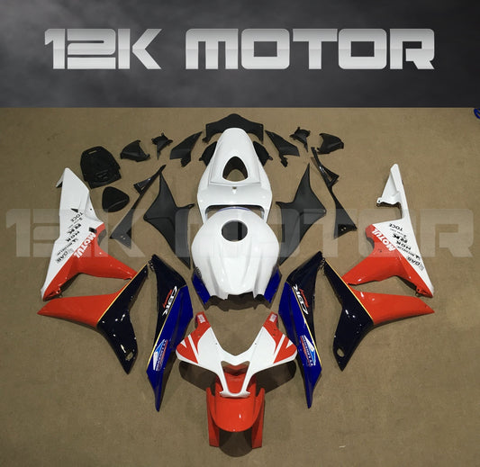 Aftermarket fairing kit for HONDA CBR600RR motorcycle, displayed as a set of panels in white, red, and black colors.
