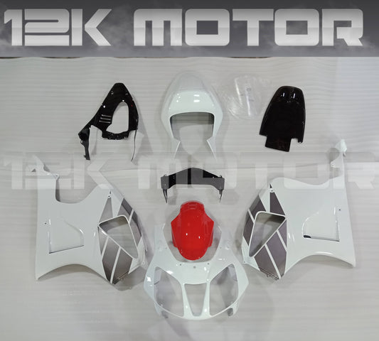 Aftermarket white and silver fairing kit for Honda RVT 1000 RC 51 SP1 SP2 motorcycle, displayed without the motorcycle.