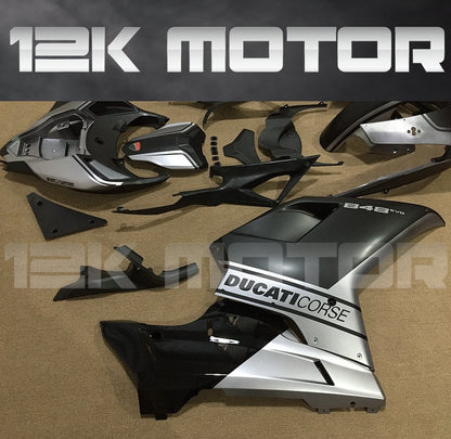 Ducati 848/1098/1198 Satin Black and Silver Fairing | 12K MOTOR