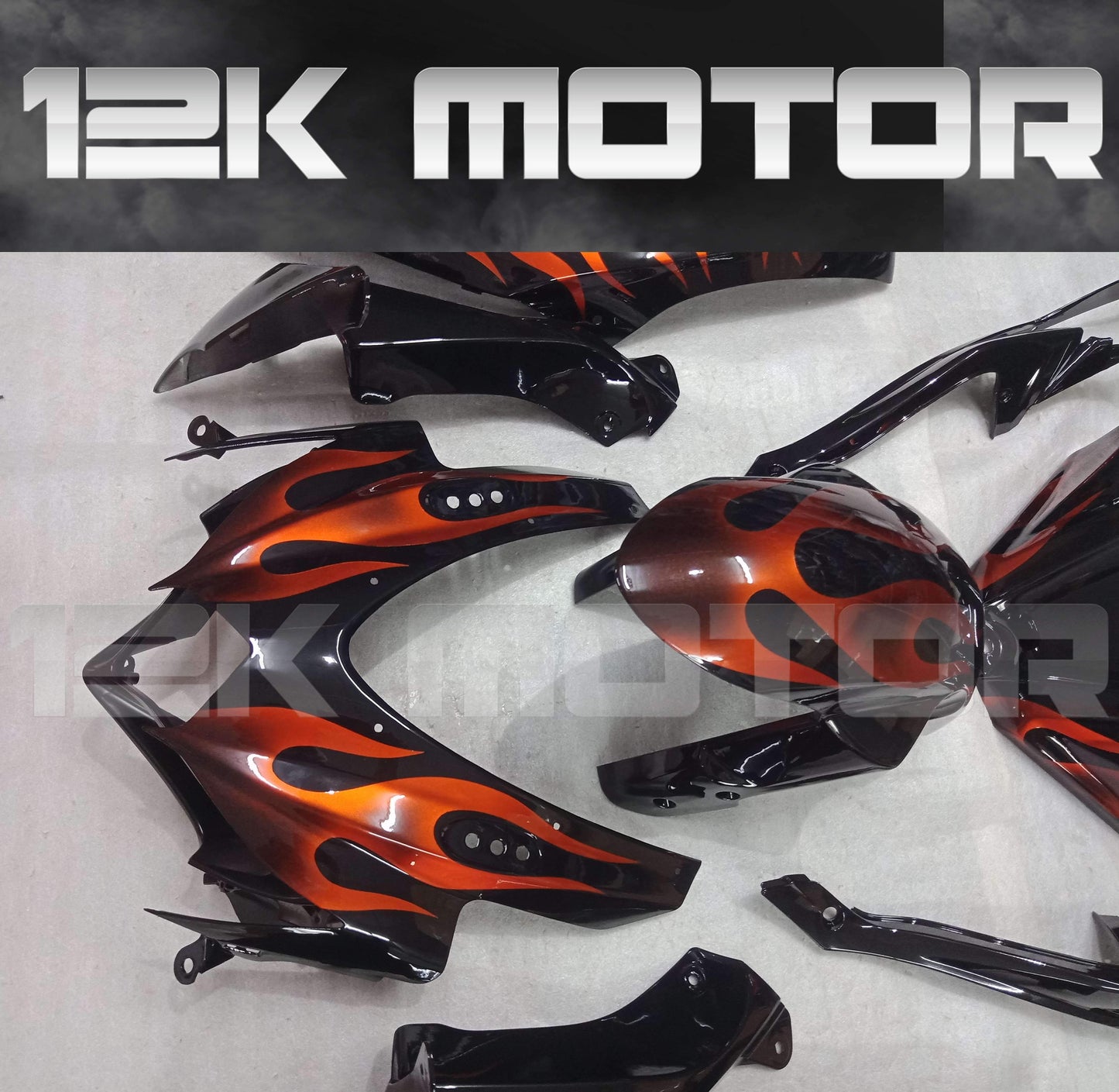 SUZUKI GSXR 600/750 2008-2010 Red Flame Design Fairing | 12K MOTOR