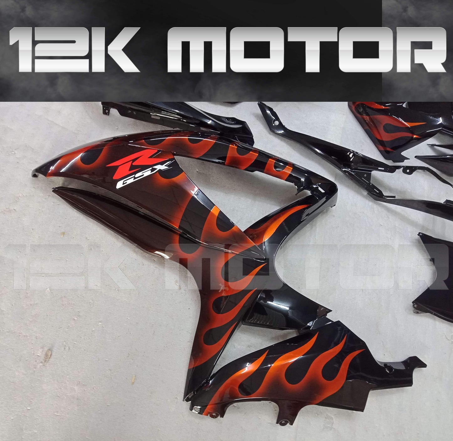 SUZUKI GSXR 600/750 2008-2010 Red Flame Design Fairing | 12K MOTOR