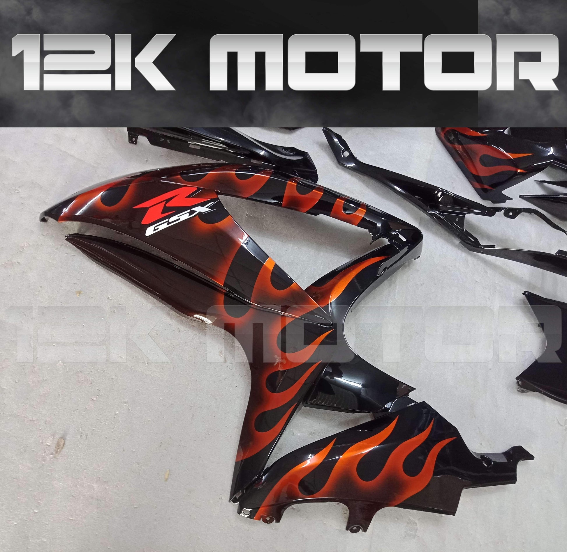 SUZUKI GSXR 600/750 2008-2010 Red Flame Design Fairing | 12K MOTOR