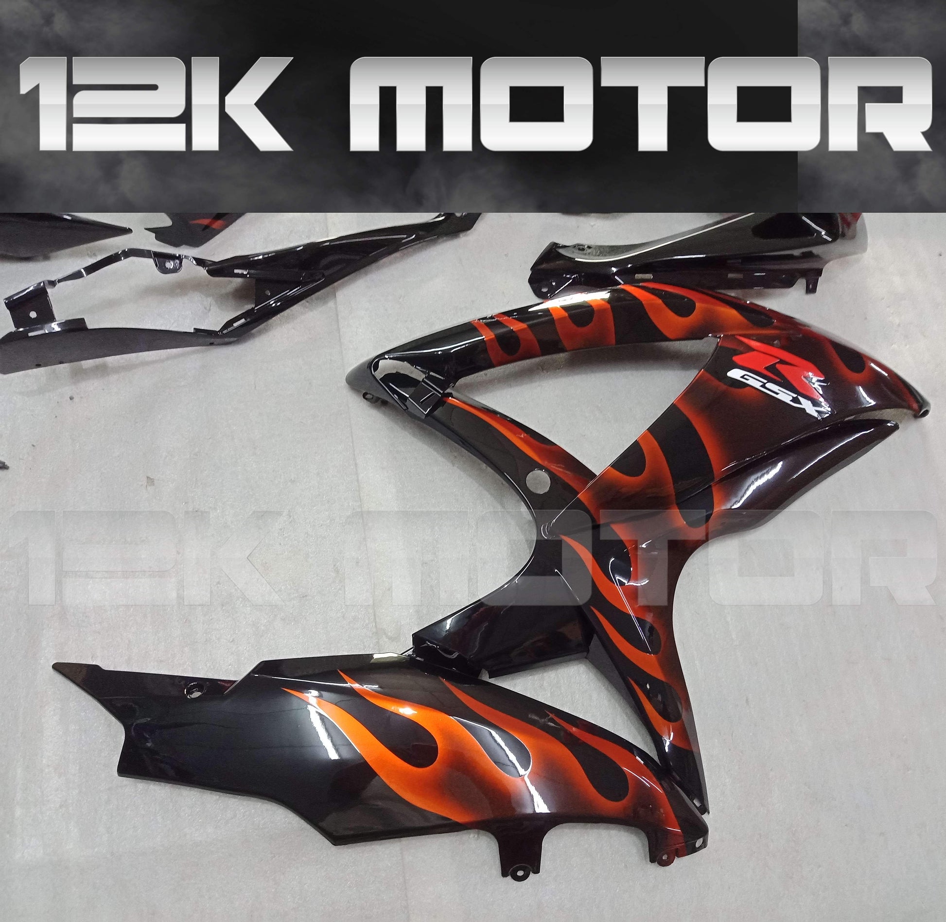 SUZUKI GSXR 600/750 2008-2010 Red Flame Design Fairing | 12K MOTOR