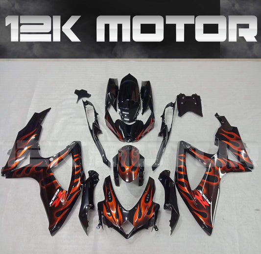 SUZUKI GSXR 600/750 2008-2010 Red Flame Design Fairing | 12K MOTOR